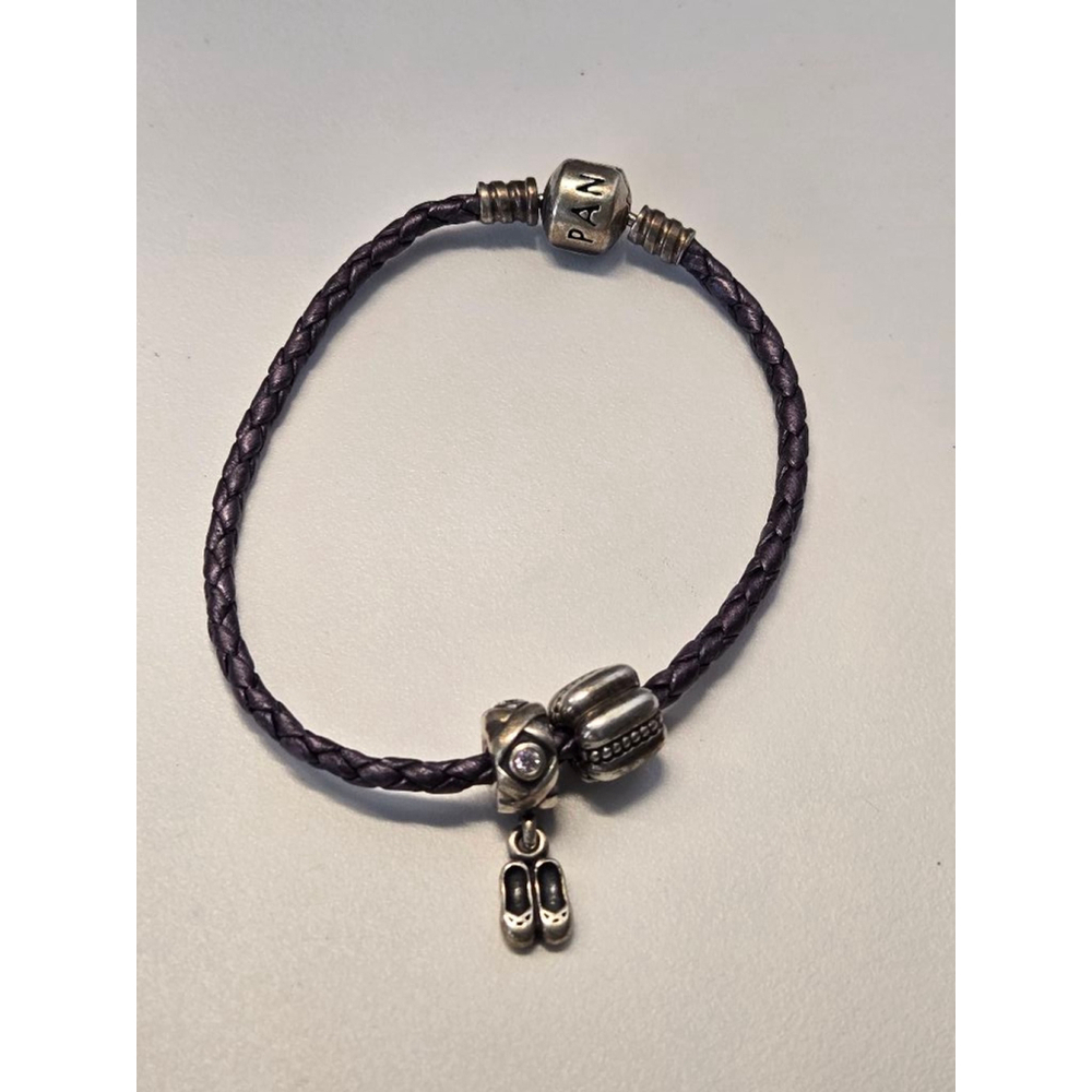 SOLD Pandora Women's Purple Leather Bracelet
